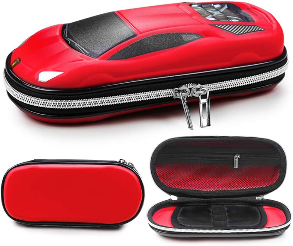 Surpop Supercar Pencil Case, EVA Hard Shell for Kids and Teens, Red