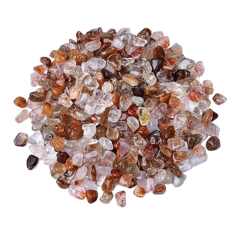 Pietra Originale per vasche da Pesca, Ghiaia di Cristallo di Capelli Rossi 5-12 mm 500 g-1000 g for Acquario, Vaso di Fiori, Paesaggio Decorativo(9-12mm1000g)