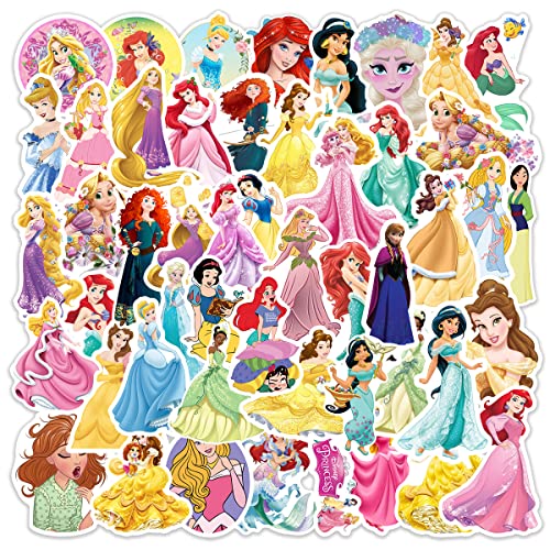 50PCS Cartoon Princess Stickers Hot Cartoon Vinyl Sticker for Water Bottle Laptop Phone Scrapbooking Journaling for Adults Teens for Party Supply Favor Decor (g)