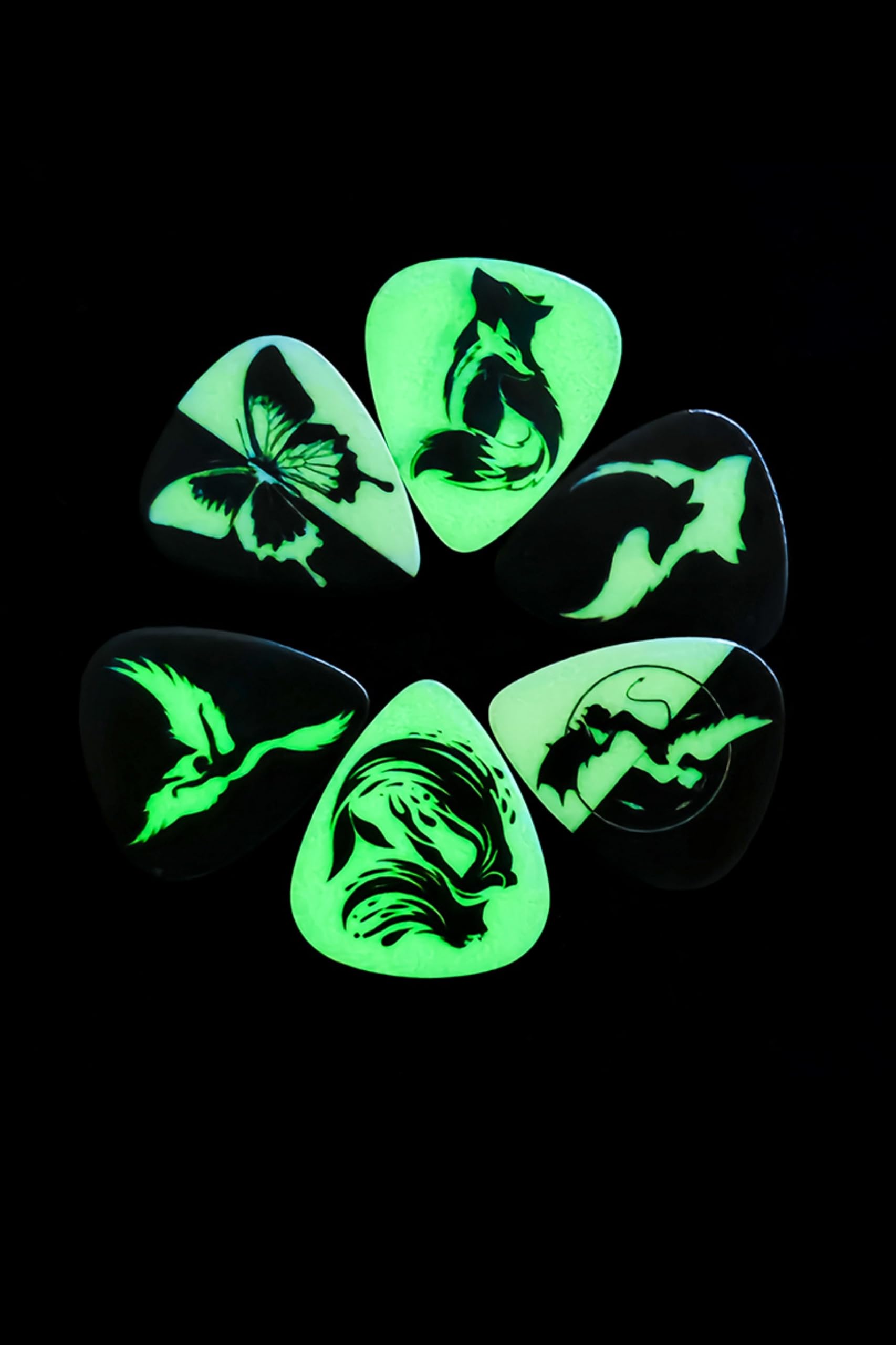 Celluloid Guitar Picks (Glow in the Dark) – Premium Medium Gauge Guitar Plectrums for Acoustic, Electric & Bass Guitar – Anti-Slip Grip, Assorted Animal Design Picks-image-30