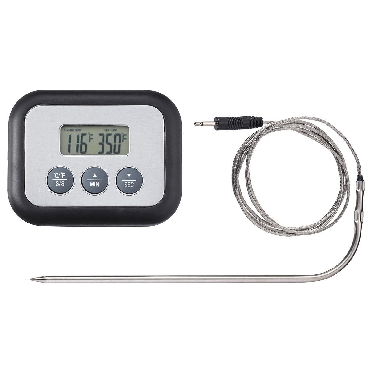 ProTuning FANTAST - Termómetro digital para carne con temporizador, negro, 9 x 7 cm, montaje trasero magnético