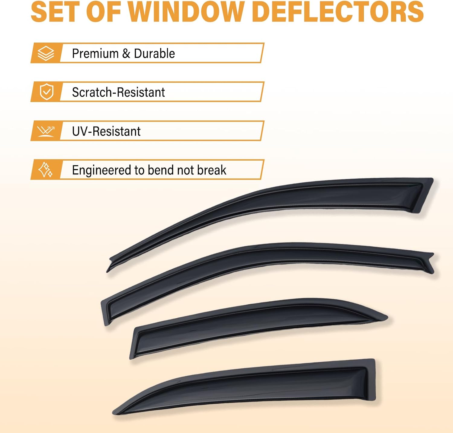 Rain Guards Compatible with 2003-2008 Toyota Corolla, Acrylic Slim Style Window Visor Rain Guard, Side Window Deﬂector for Toyota Corolla Accessories 4 Pieces, 2004 2005 2006 2007