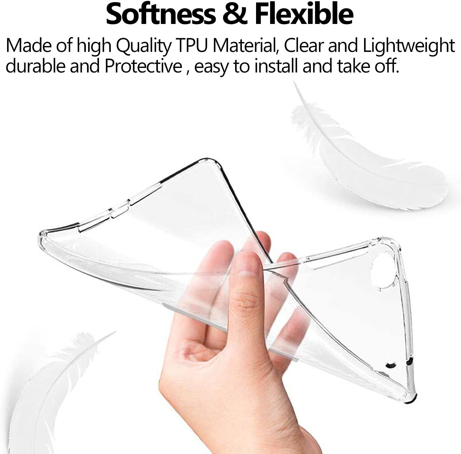 DuraSafe Cases for iPad Air 6th 2024 5th 2022 4th 2020 Gen [Air 4/5 / 6 / Air 11 ] 10.9 11 A2588 A2316 MM6R3LL/A MM6T3LL/A Air Cushion Corner Cover with Soft Silicone Clear Back - Transparent