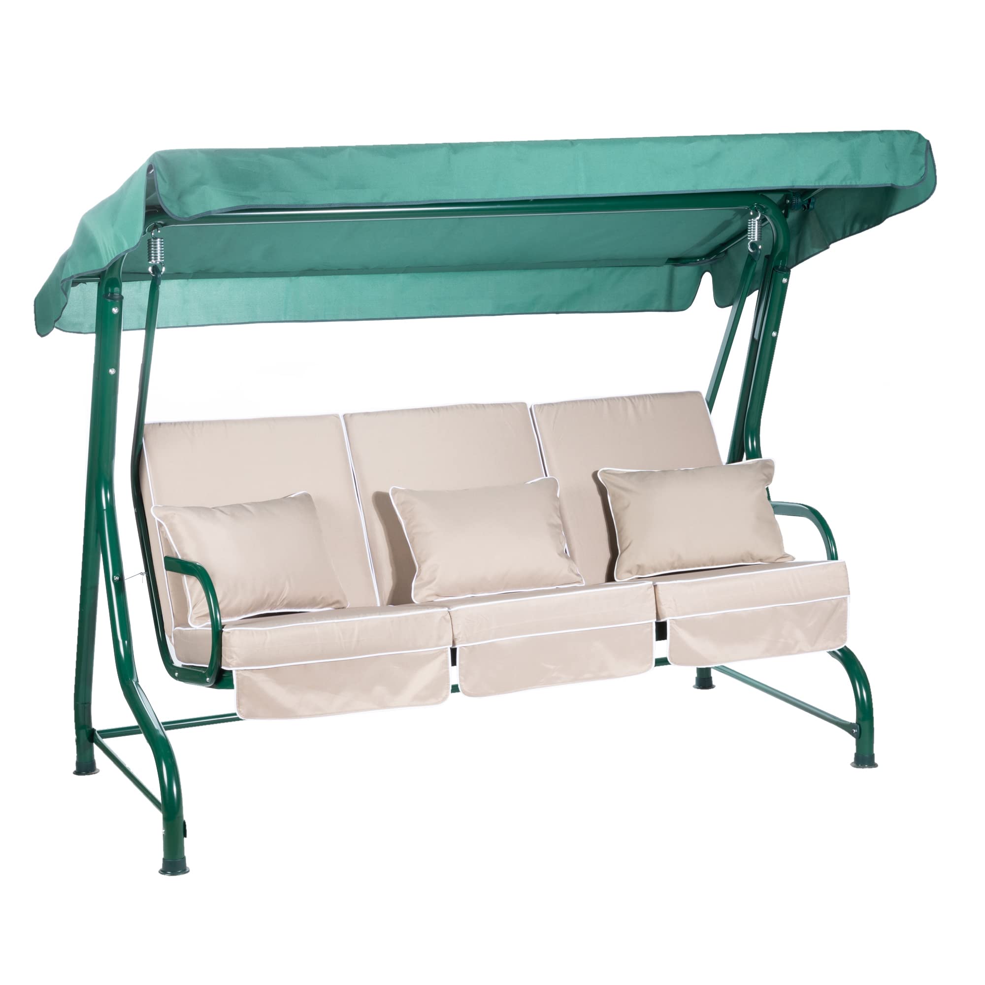 Alfresia Roma 3 Seater Garden Swing Seat with Adjustable Water-Resistant Canopy and Luxury Cushions, Heavy Duty Outdoor Patio Swing Seat Supporting up to 250 kg for Garden, Lawn or Decking