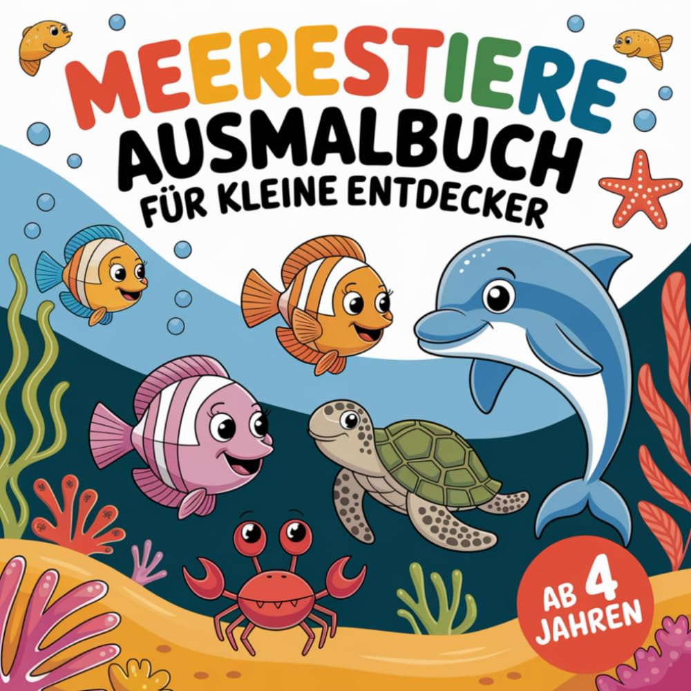 Meerestiere Ausmalbuch für kleine Entdecker, ab 4 Jahren mit 50 faszinierenden Ausmalbildern