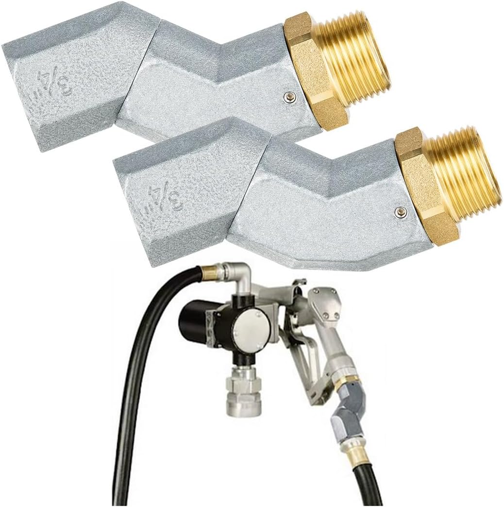 3/4’’ Fuel Hose Swivel Fittings Set, Two Zinc Alloy Multi-Directional Adapters with Male and Female Npt Threads for Pump Transfer Use