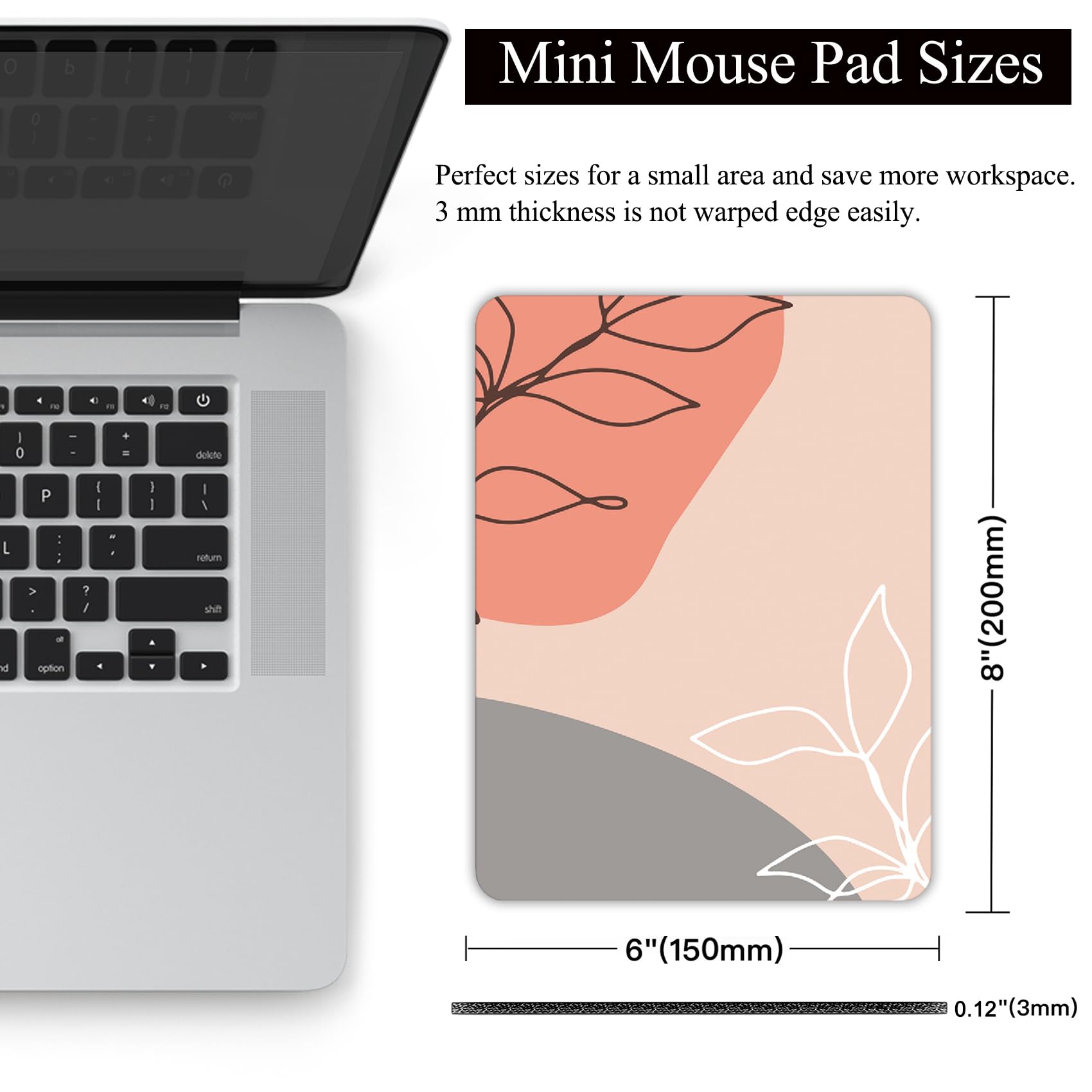 Kleines Mauspad, Mini-Mauspad, 15,2 x 20,3 cm, mit rutschfester Gummiunterseite für Tastaturablage, Laptops, kabellose Maus, Heimbüro, Reisen, waschbar und tragbar (böhmische Kunstblätter)