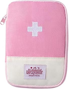 Red First Aid Bag Empty 1st Aid Bag Section Dividers Medical Travel Case Emergency First Responder Storage Compact Medicine Bag for Car Home Office Kitchen Sport Outdoors Pink