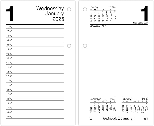 AT-A-GLANCE Recambio de calendario de escritorio 2025, diario, 3-1/2 x 6 pulgada