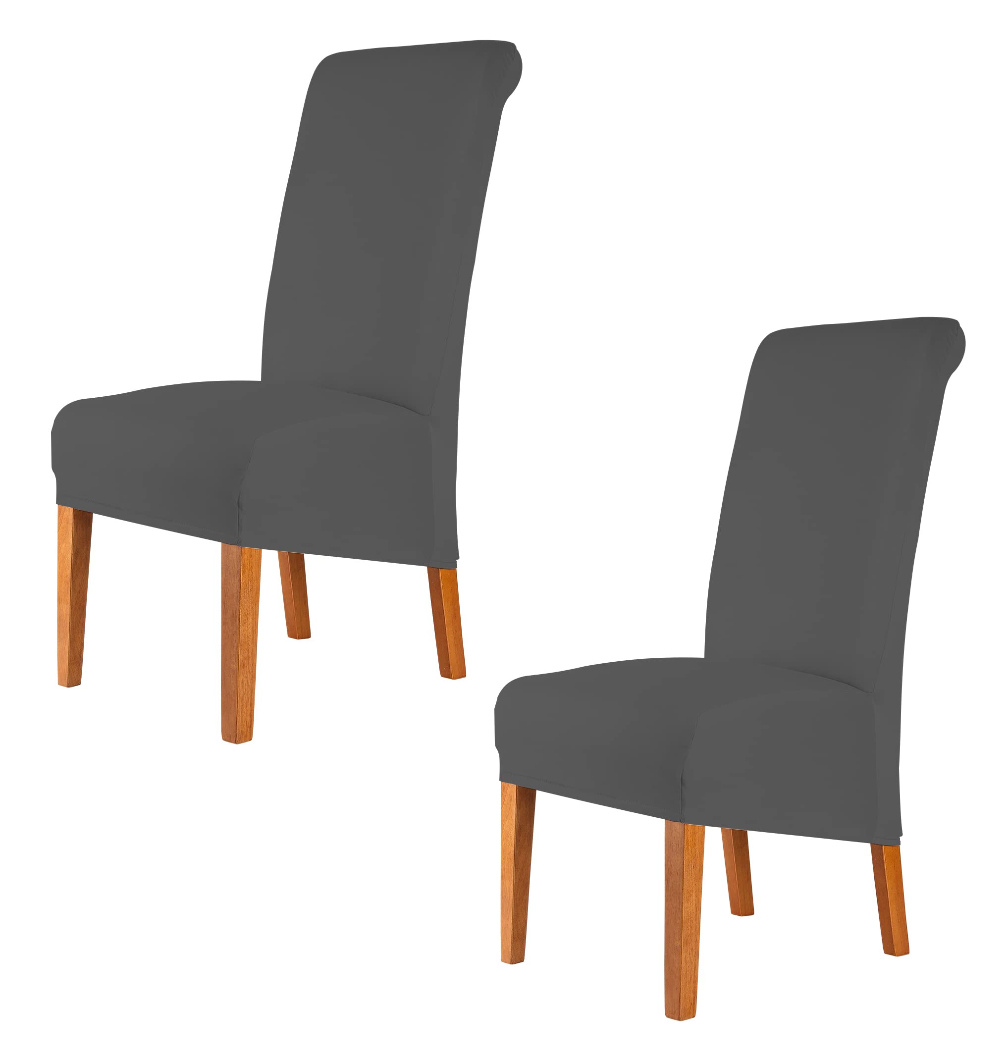 CMAKER High Back Chair Covers Stretch Spandex Fabric Chair Slipcover Seat Cover for Home Washable Removable Parsons Chair Protector Dining Room Kitchen Hotel,Set of 2,Dark Gray