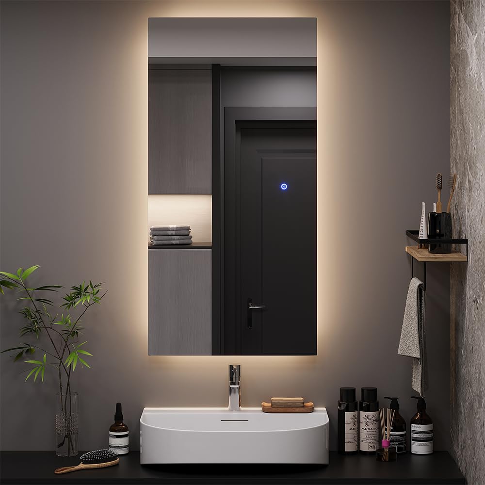 Vicco Specchio bagno Miral, Vetro, 100 x 50 cm con retroilluminazione, per montaggio a parete con illuminazione LED integrata
