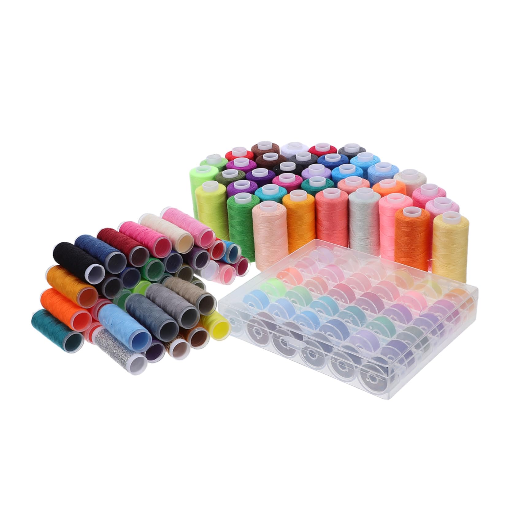 Kit de 111 Hilos de Coser Hilo de Poliéster para Máquina con Bobinas y Portabobinas Solución Portátil Anti Enredos para Quilting y Diseño de Prendas