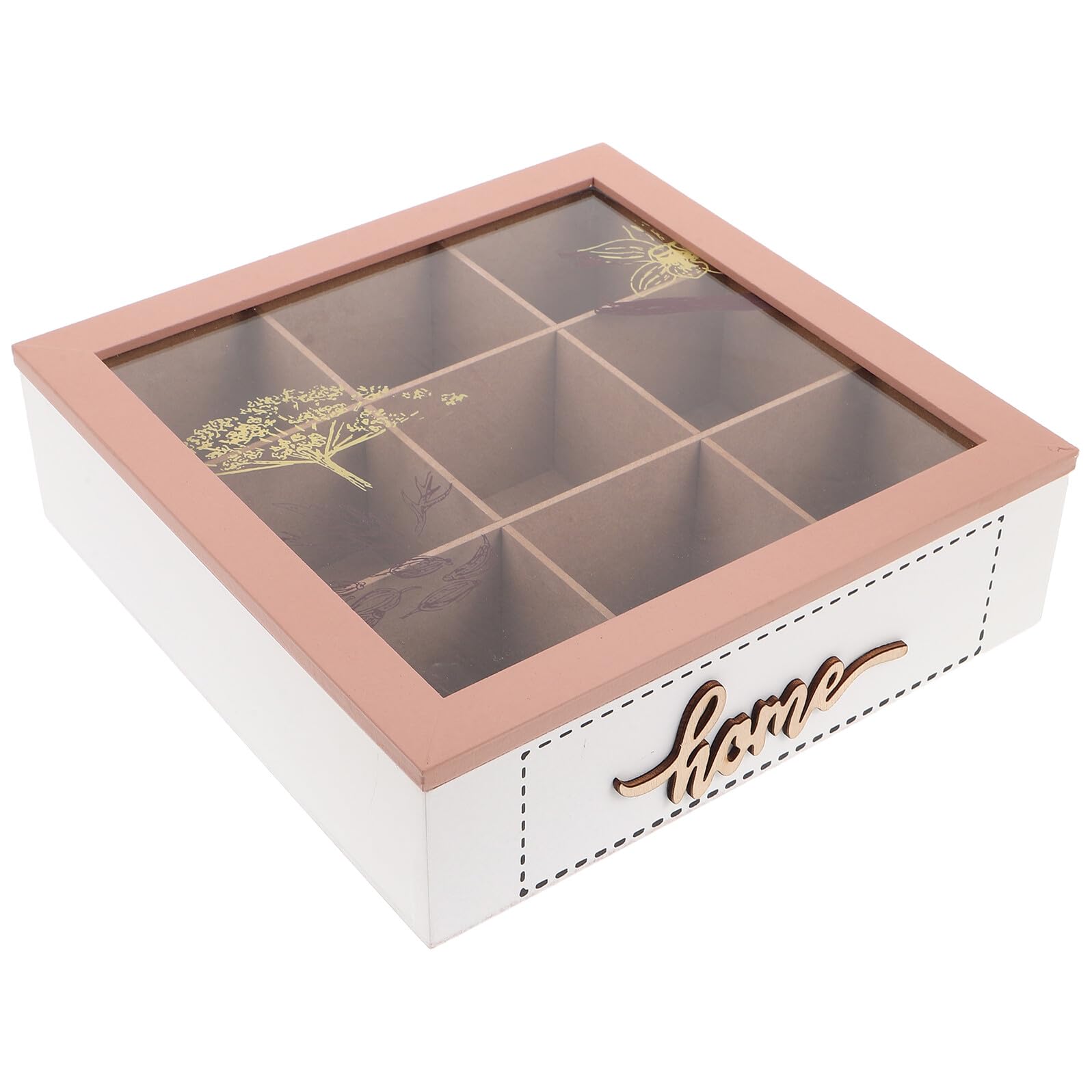 Vintage Teeaufbewahrungsbox mit 9 Fächern und Deckel