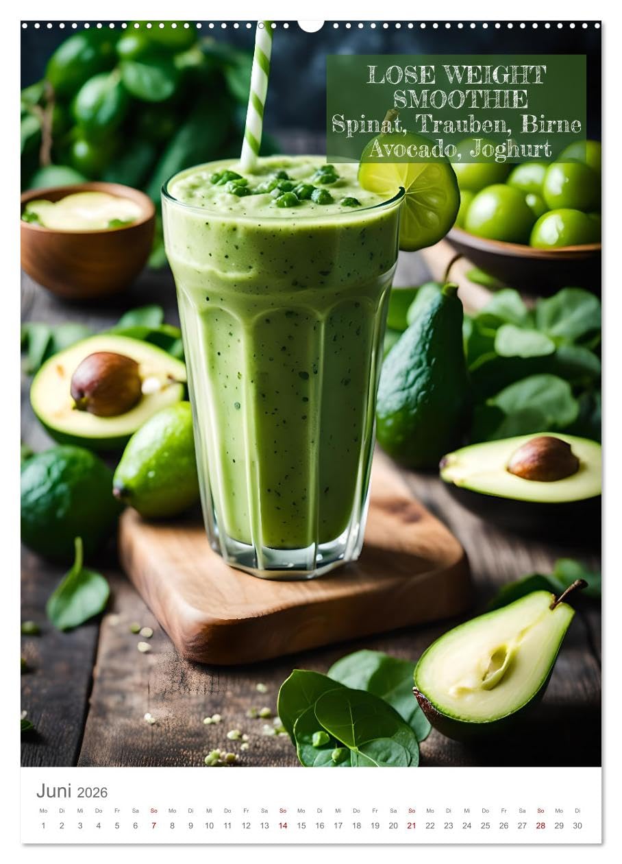 Vitamine im Glas - Gesunde Smoothie Kreationen (hochwertiger Premium Wandkalender 2026 DIN A2 hoch), Kunstdruck in Hochglanz: Leckere Smoothies zu verschiedenen Anlässen. (CALVENDO Lifestyle)