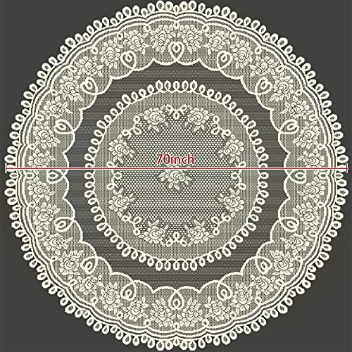 Yizunnu Beige Lace Round Tablecloths Washable Jacquard 70 Inch Table Cloth Dinner Table Cover For Wedding Party Restaurant Banquet Picnic Decor #TOP4
