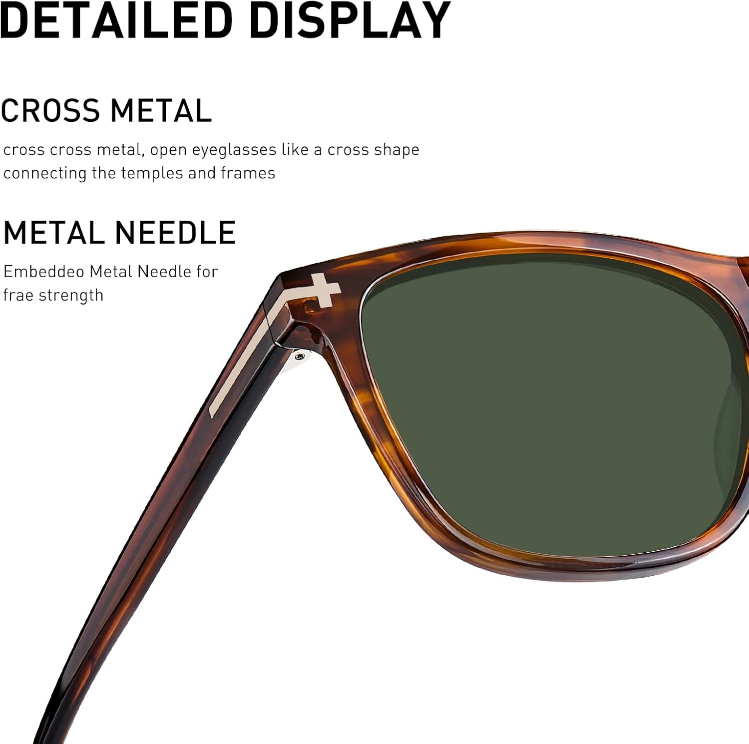AVAWAY Green Lens Retro Square Polarized Sunglasses for Men UV400 Protection, Acetate Fashion Driving Eyewears Male Outdoor Sport Glasses, standard