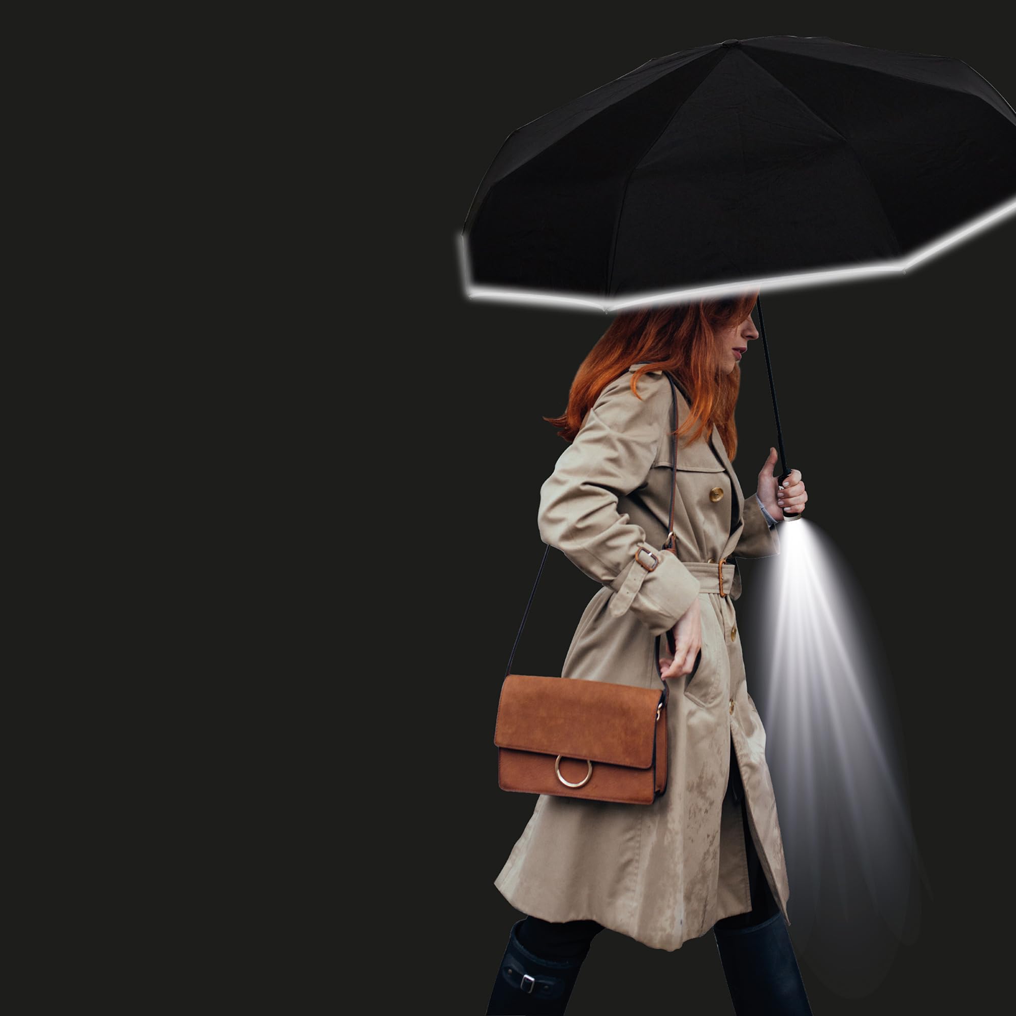 CMP Automatic Umbrella with Integrated Flashlight/Diameter: 94 cm