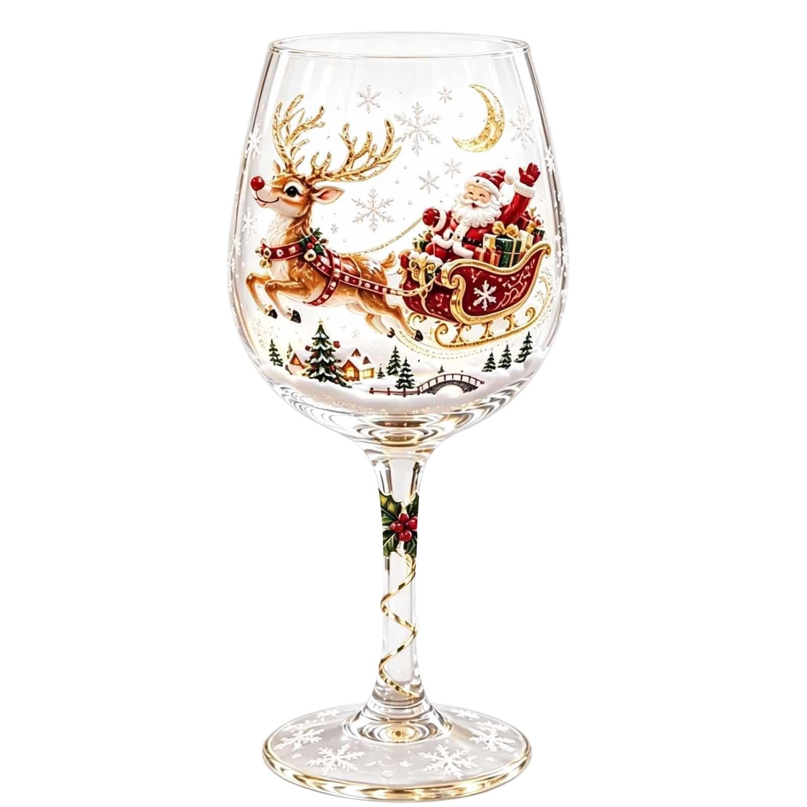 JytxhgzrVZ Christmas Wine Glasses Set of 6, Holiday Drinking Glass，C