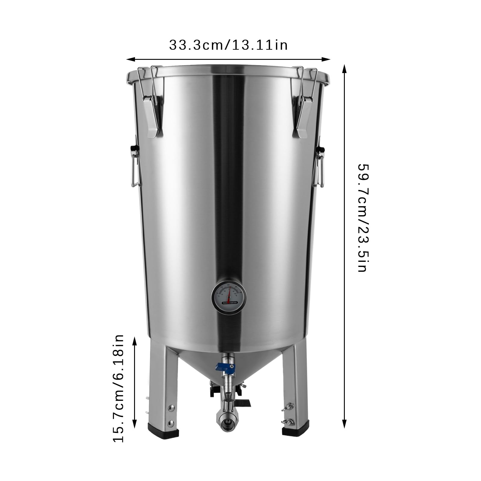 Gärtank 32 l, Edelstahl 304, mit Kühler, konischer Vereisung, Bierbraubehälter, für Handwerk, Wein, Milch usw., verwendet als konventioneller Lagerbehälter