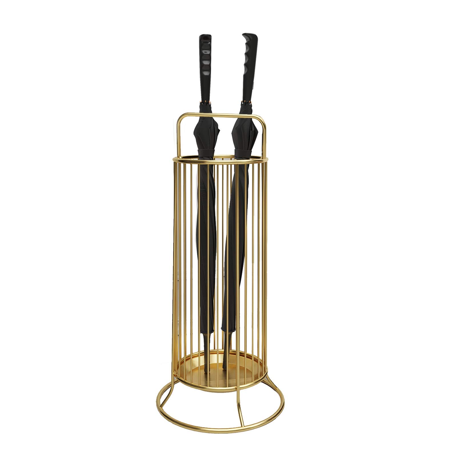 Porte-parapluies rond support surélevé noir ou doré avec poignée pour maison bureau