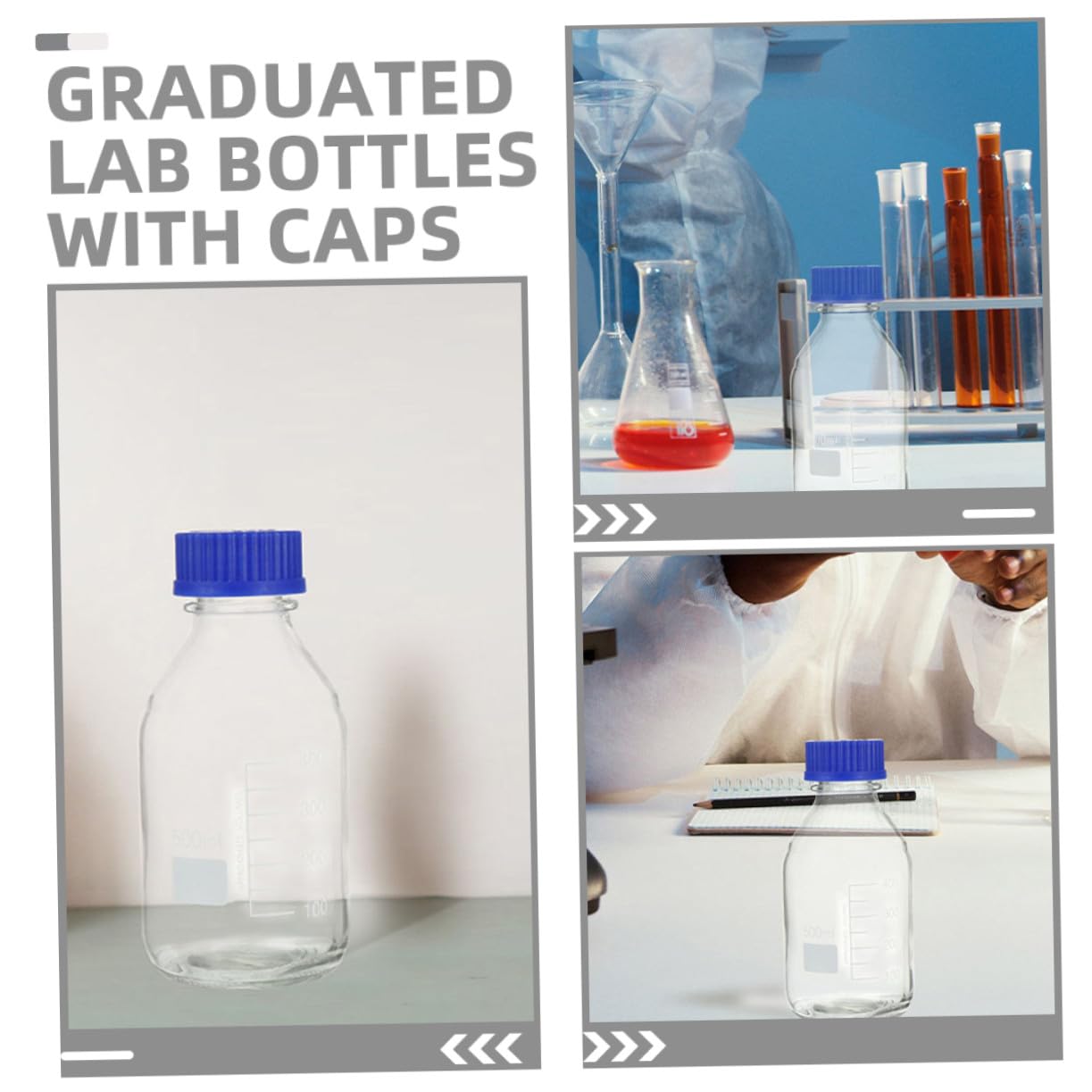 VALICLUD 2pezzi Bottiglia di Vetro con Tacche Graduate e Coperchio Sigillato per Reagenti da Laboratorio Campionamento di Liquidi e Stoccaggio di Sostanze Chimiche