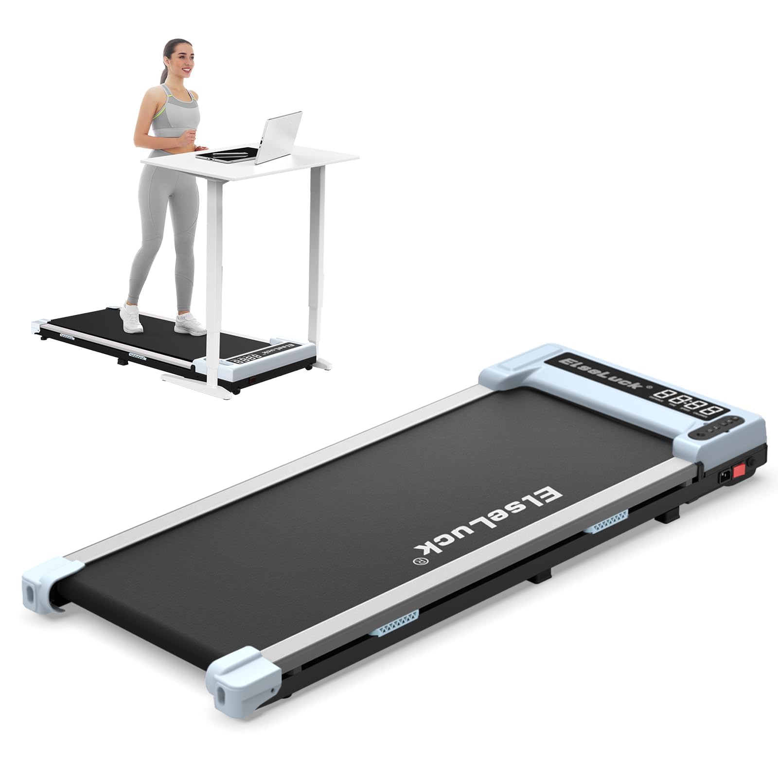 Elseluck Walking Pad, Under Desk Treadmill for Home Office, 2 in 1 Portable Walking Treadmill with Remote Control, Walking Jogging Machine in LED Display