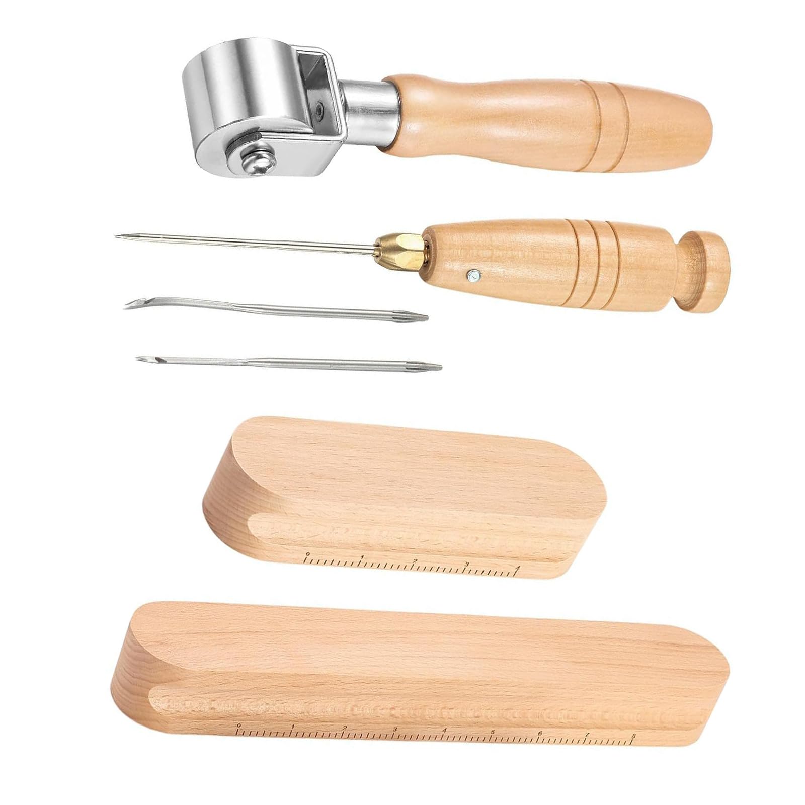 Kalttoy Roller Quilters Clapper Wood Tailors Clapper with Scale Multifunctional Sewing Tool Fabric Accessories Quilters Tailor Pressing Tool Seam Roller