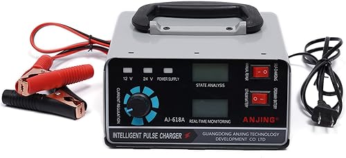 Cargador de batería de coche, cargador de batería de plomo y litio de 12 V24 V con pantalla LCD, mantenimiento de batería inteligente carga de goteo