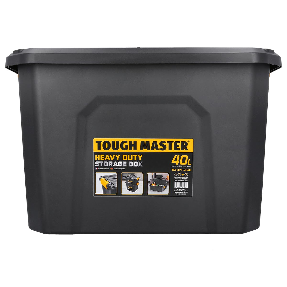 Storage Box 40 Litre Durable Plastic Reinforced Construction Secure & Waterproof