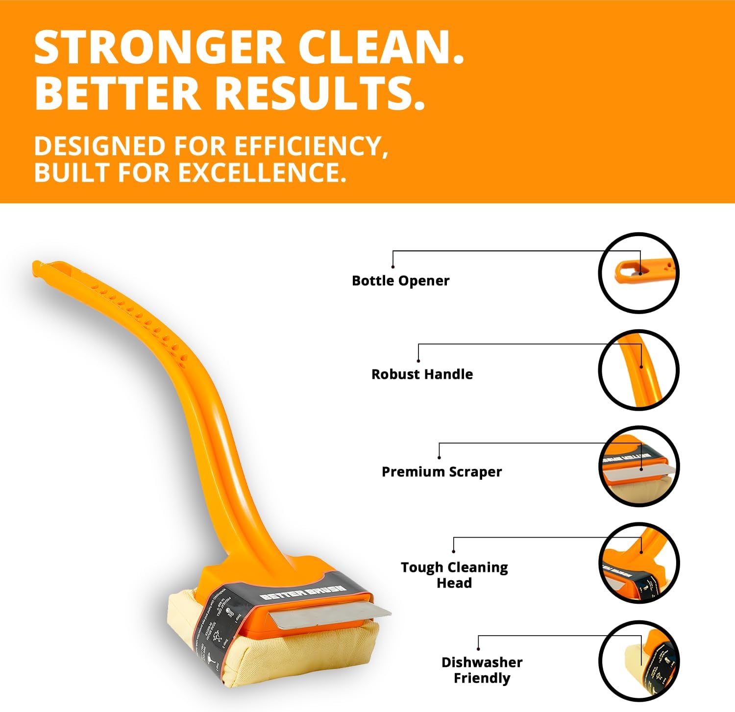 Grill Rescue BBQ Replaceable Scraper Cleaning Head - Bristle Free Grill Brush, Safe for Stainless Steel & Cast Iron Grates - Premium Aramid Fiber, Built-in Bottle Opener (Better Brush)