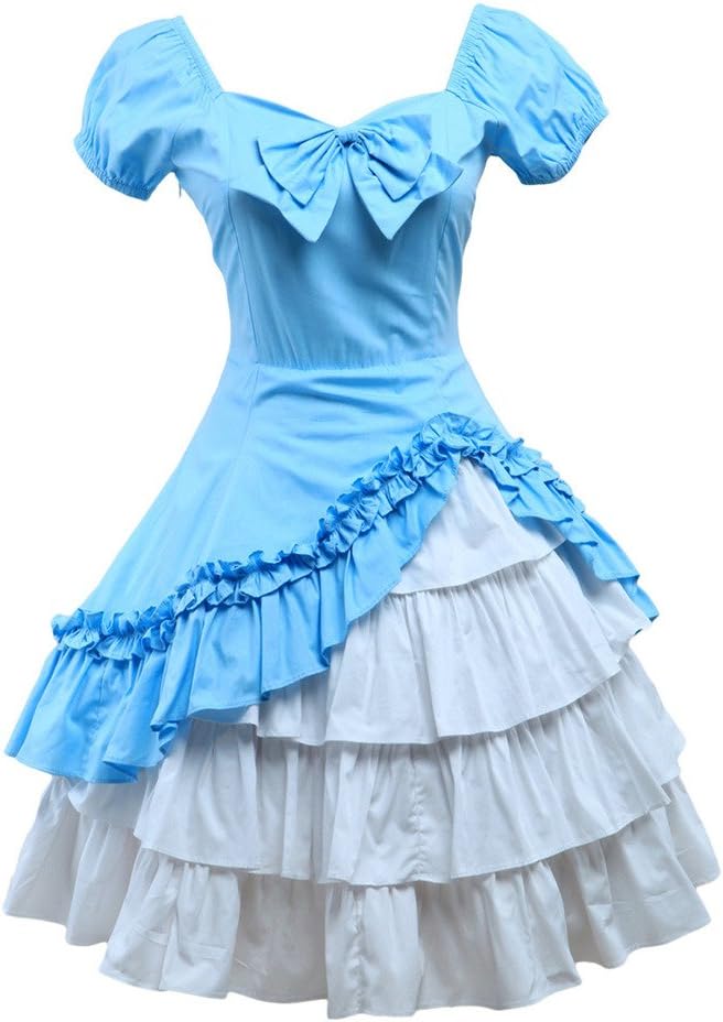 Hugme Cotton Short Sleeves Ruffle Bow Classic Lolita Dress