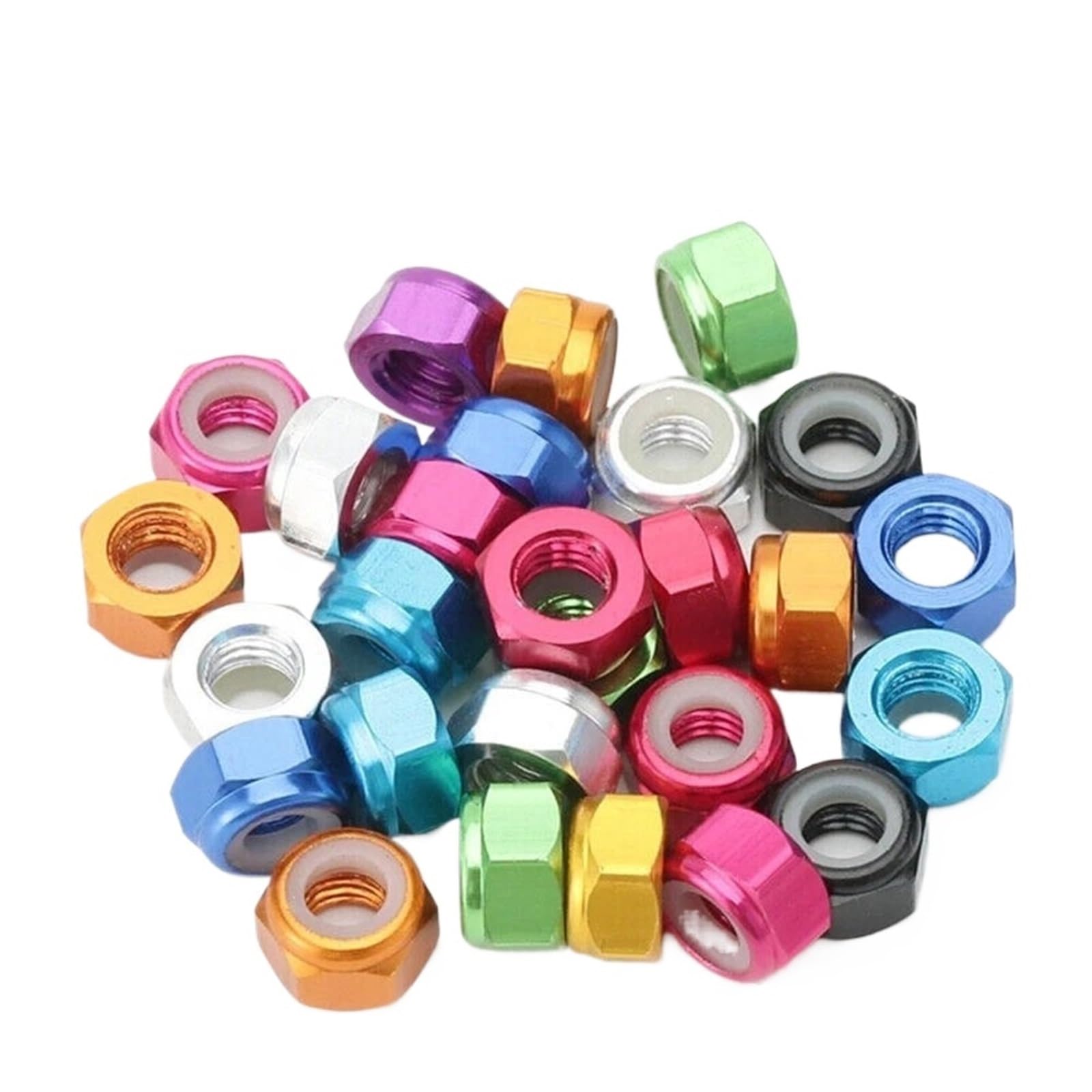 Tuercas De Bloqueo Tuerca autoblocante hexagonal colorida, M2-M8 antisuelto de aleación aluminio for Hardware modelo RC(Rose,M8 (50pcs))