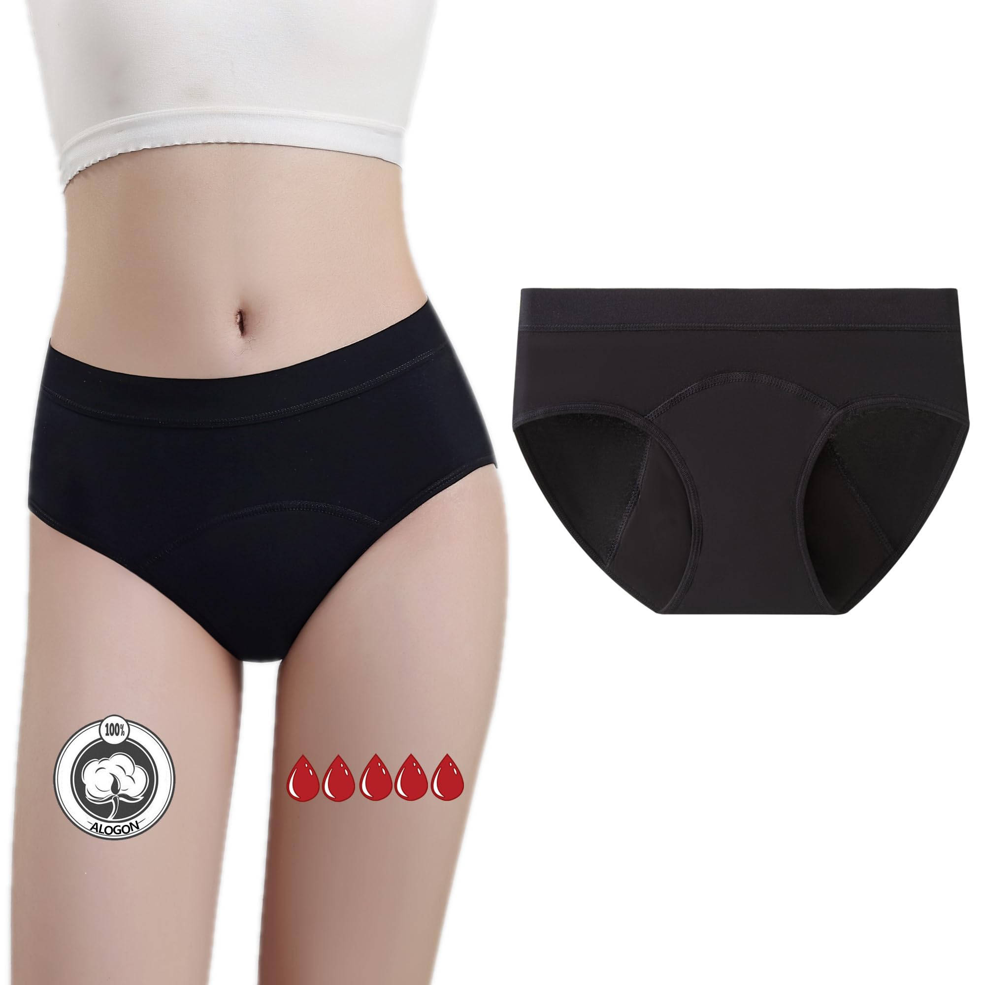 ZVZK Bragas Menstruales Niña 8-18 Años 30ML Flujo Abundante Braga Menstrual Algodon Ropa Interior Reutilizables Braguitas
