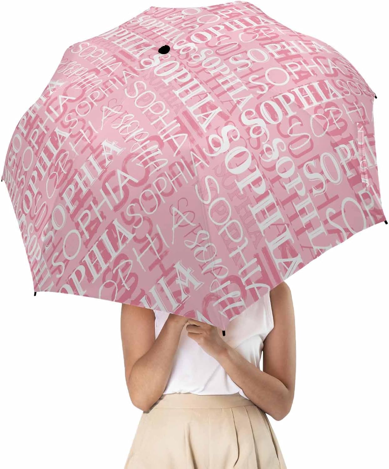 Artsadd Personalized Automatic Umbrella with Logo, Custom Name Umbrella for Men Women Adults Kids