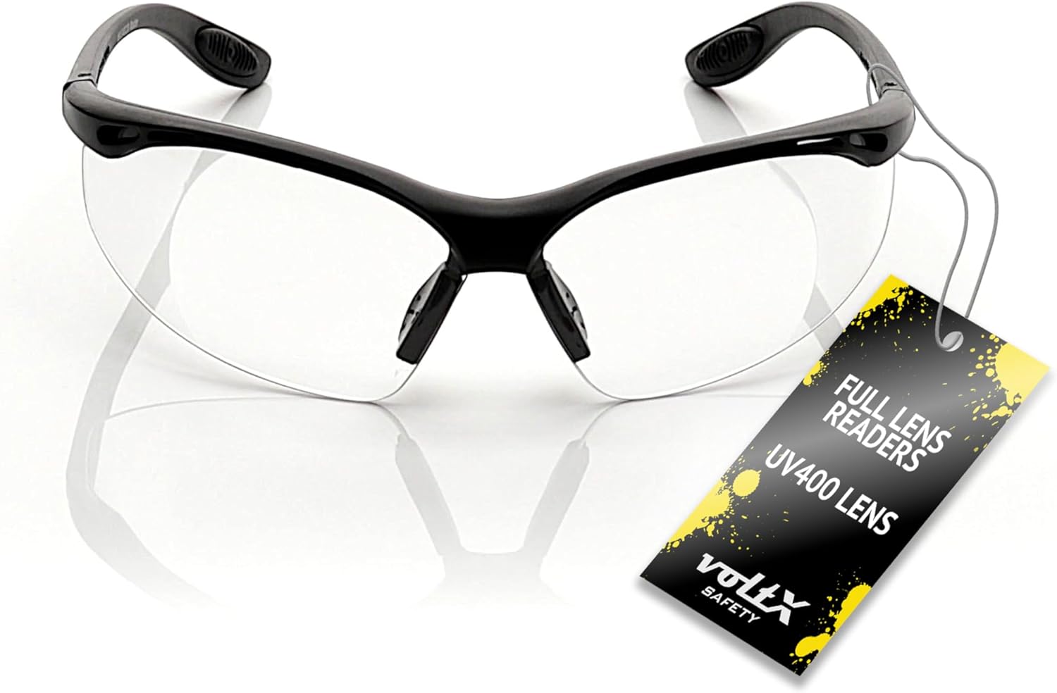 voltX 'Constructor' SAFETY READERS (CLEAR +2.5 Dioptre) Full Lens Reading Safety Glasses ANSI Z87.1+ & CE EN166F, Wraparound Style - Includes Safety Cord with headstop - UV400 anti fog coated lens - Image 8