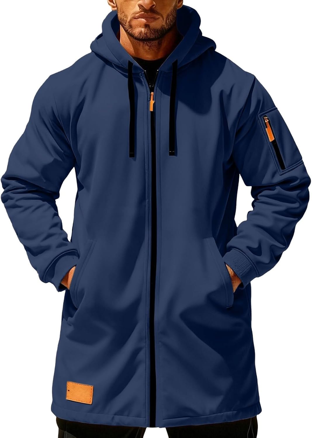 RTTUIOP Trench Coat Men Windbreaker Jackets Full Zip Up Hoodies Long Jackets Peacoat Fashion Overcoat