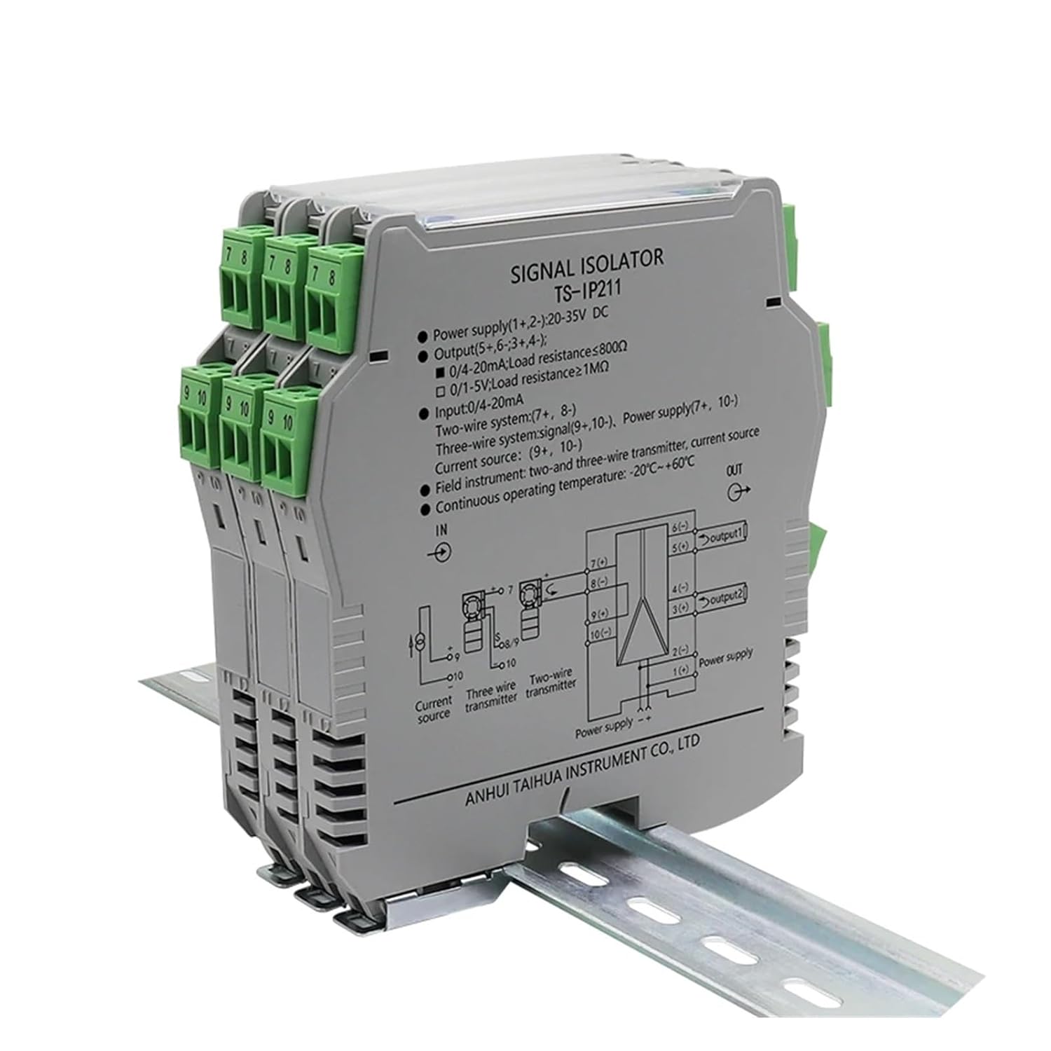 TS-IP Current Signal Isolator Distribution Splitter 4-20ma Analog Isolation(0-5V Output,0-20mA Input)