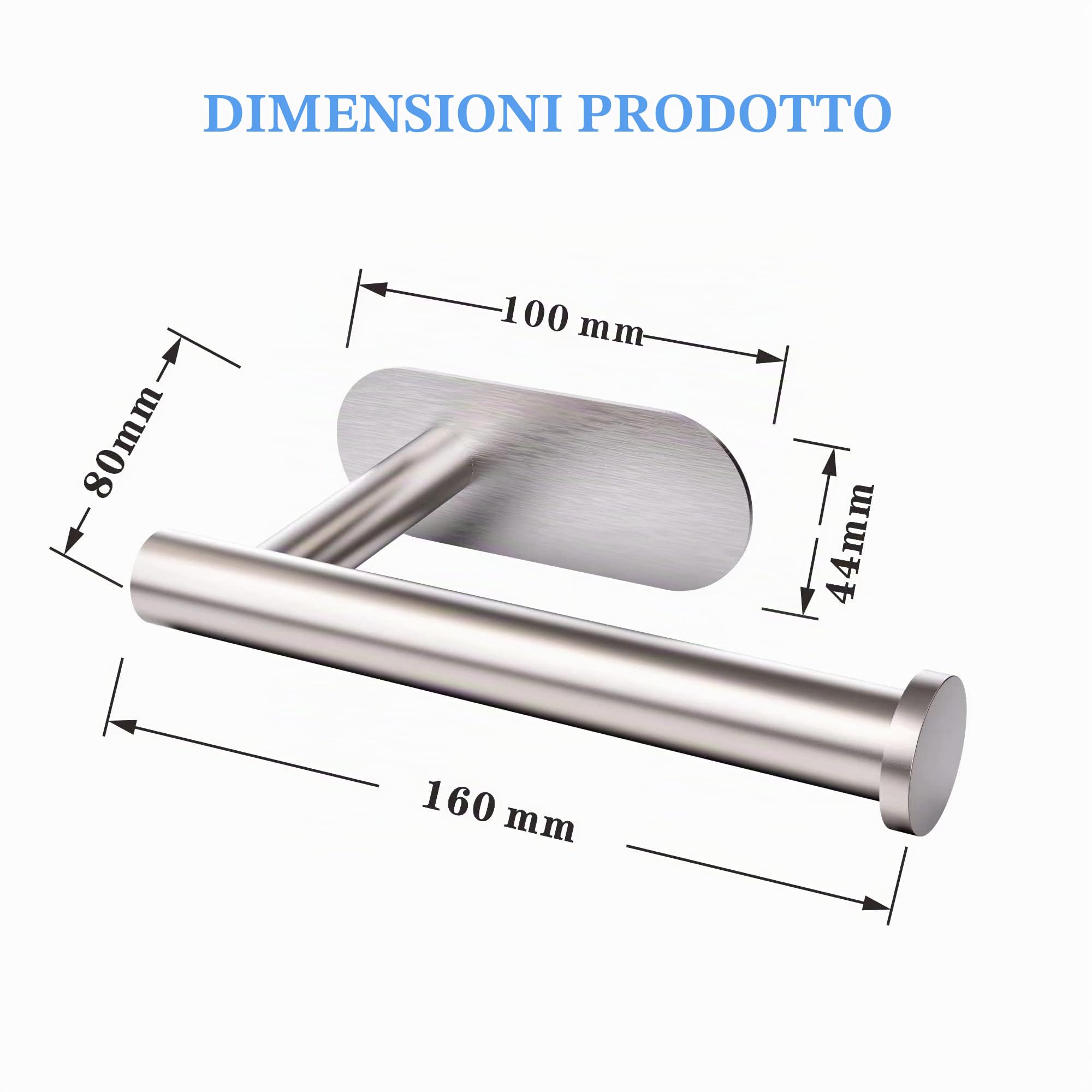 Porta carta igienica autoadesivo in acciaio inox, non richiede fori, forte adesivo e impermeabile. Prodotto da BIIYOOVE