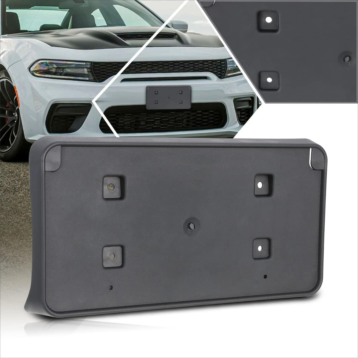[1 Pack] Car Front License Plate Frames Mounting Bracket Tag Holder Compatible with 15-21 Dodge Charger,Matte Black