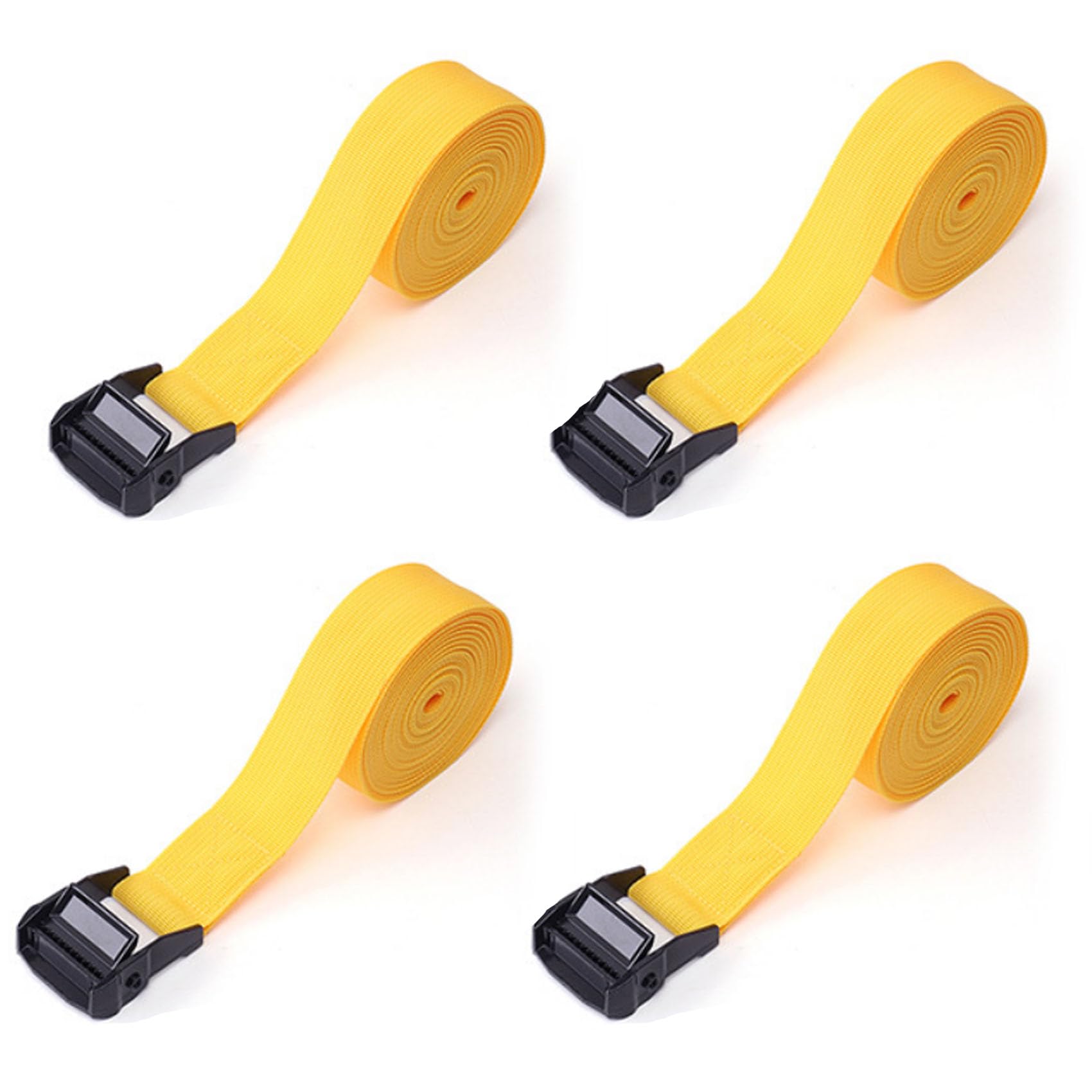 SHUBEIEUMI Tie Down Straps, 4 Pack Straps with Buckles(Yellow)
