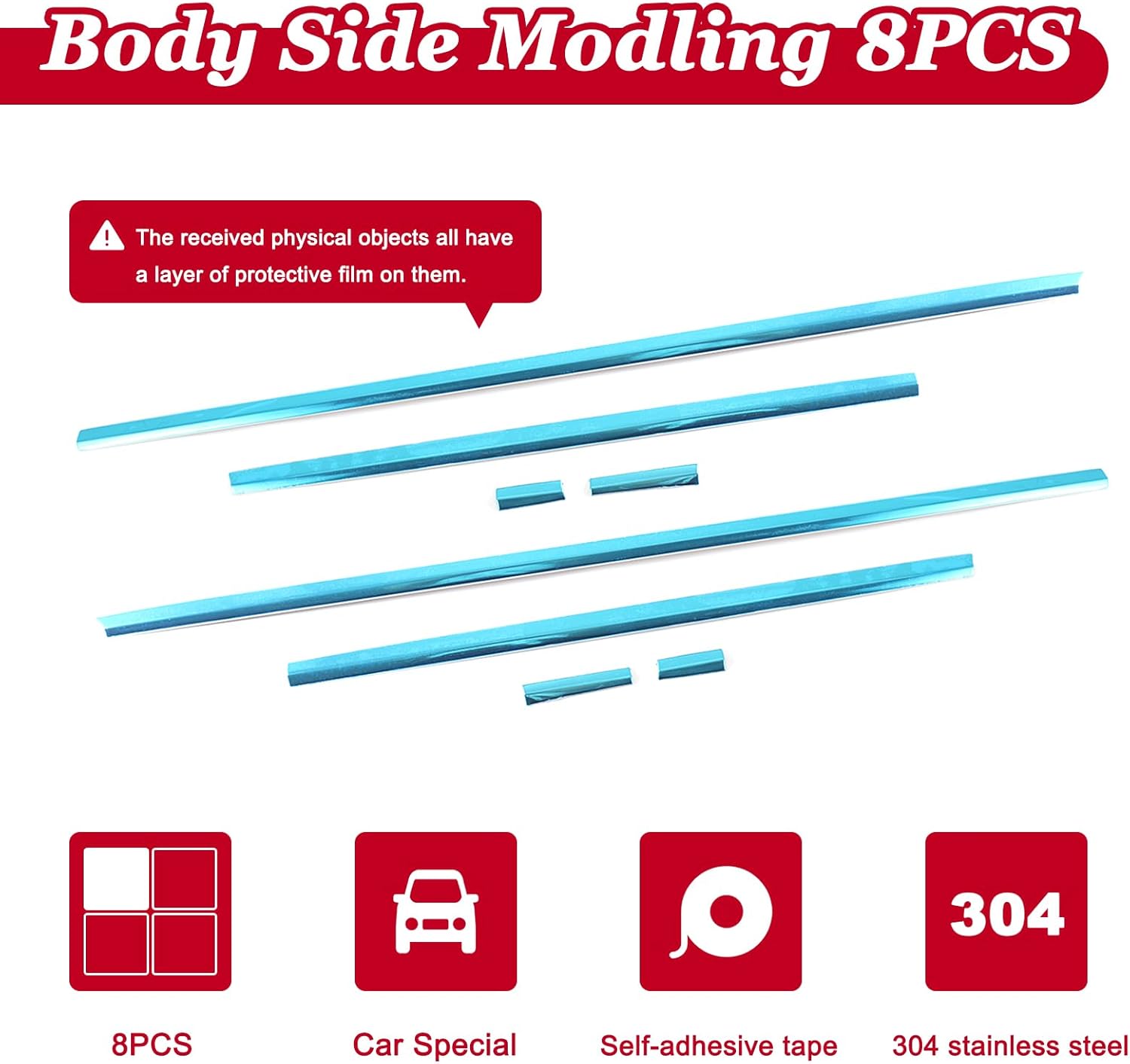 Body Side Door Molding Trims Compatible with Mazda CX5 2017-2025 Side Body Protector Cover Trim (Stainless Steel)
