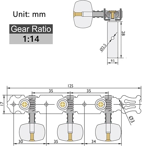 Vista 26 de Mr.Power Afinadores de guitarra, cabezales de máquina de 3+3 juegos de teclas de afinación, clavijas de cuerda para guitarra clásica