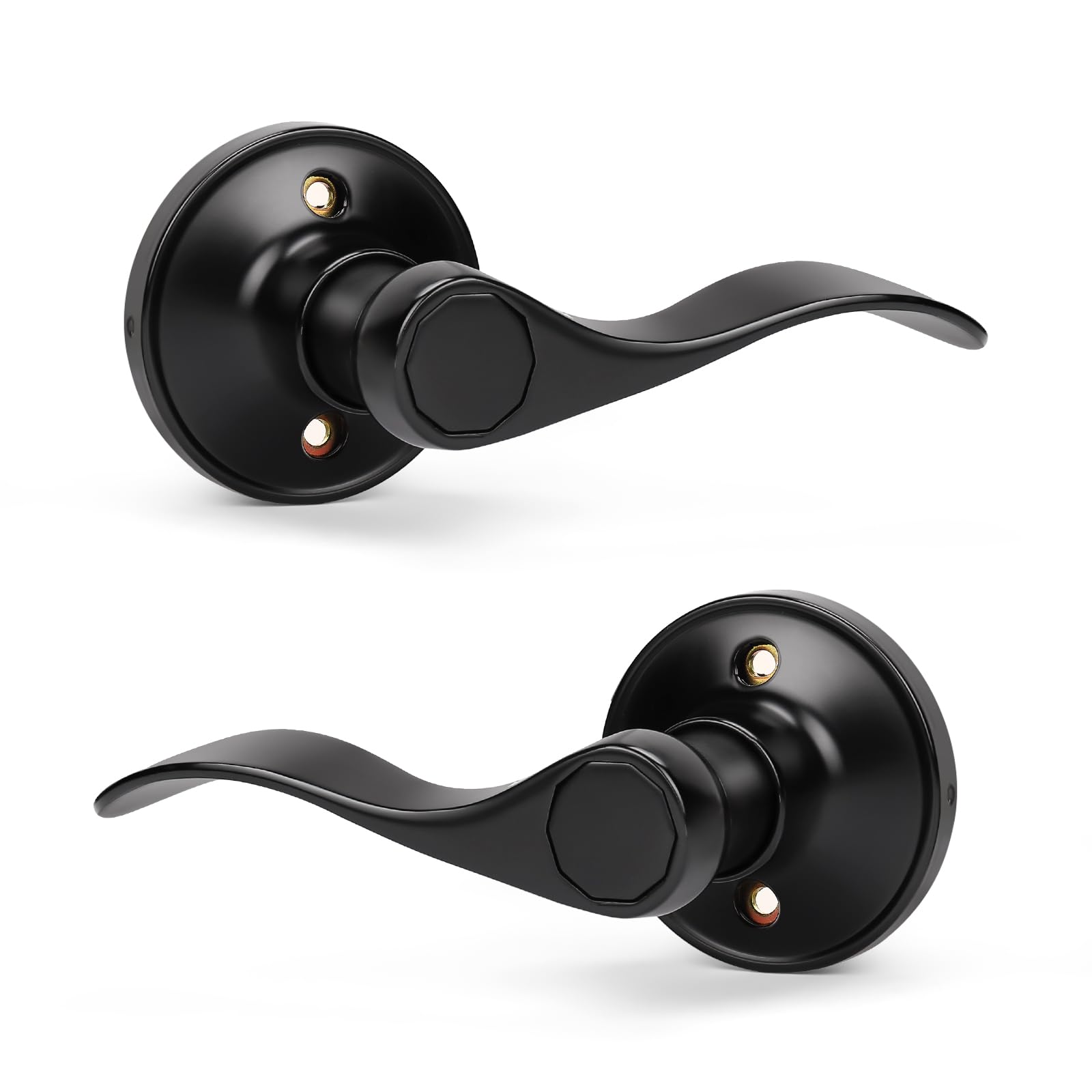 KNOBWELL Set di 5 maniglie per porte interne nere con design a onda classico manichino, maniglie moderne (5 sinistra + 5 destra)