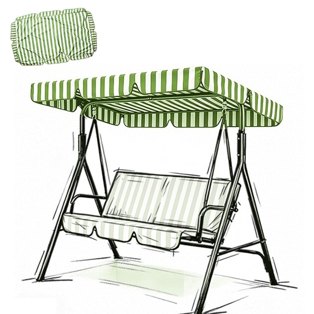 RTVGNSZSJL 56x47in 75x47in Stripe Swing Canopy Replacement Top Outdoor Patio Swing Canopy Replacement Cover Sun Shade Waterproof 210D Oxford Cloth(Light green,82x57in-210x145cm)