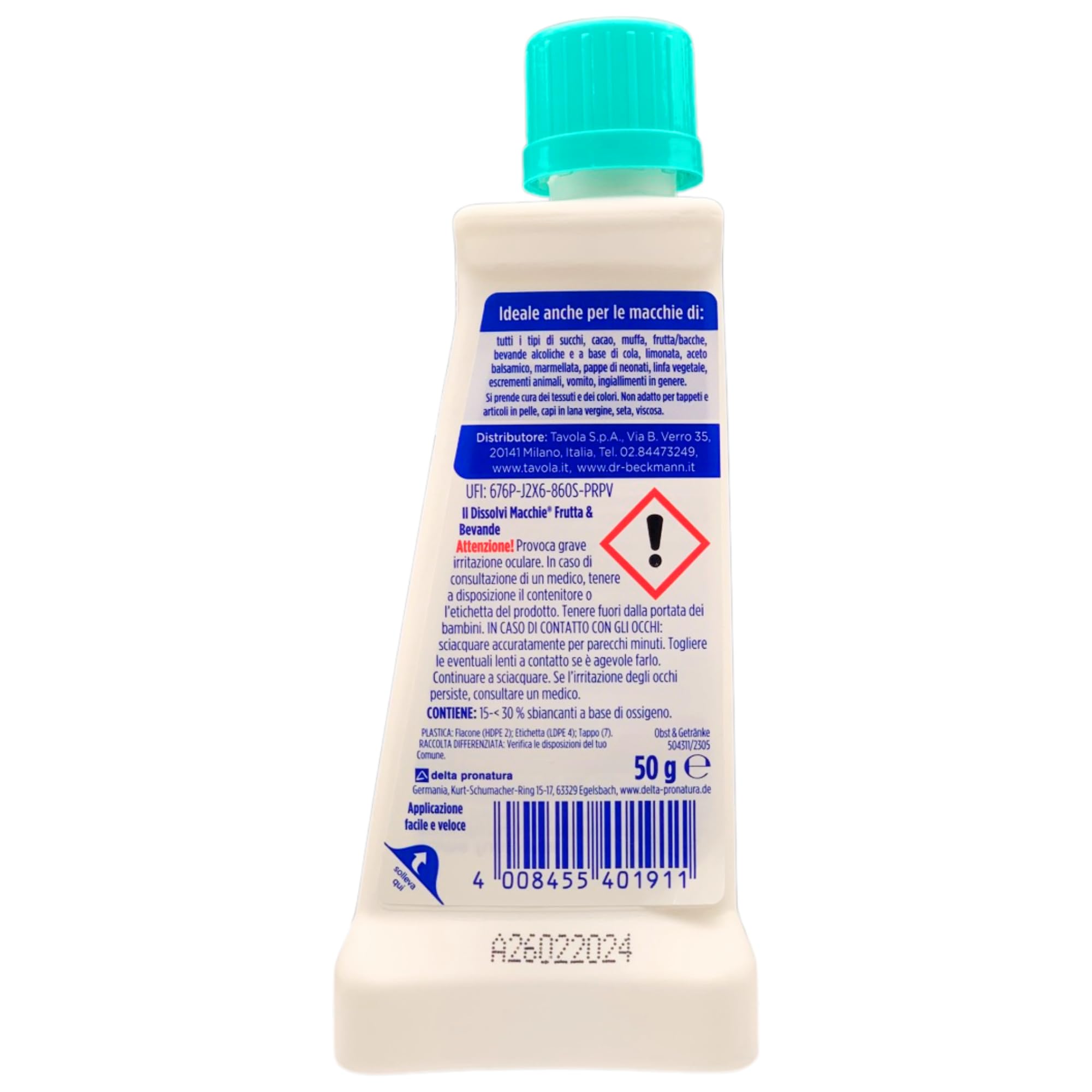 Detergente In Polvere, IL DISSOLVI MACCHIE Con Ossigeno Attivo Smacchiante. Rimuove Le Macchie Di Frutta, Bevande, Vino Rosso, Caffè e Verdura 50g (4 Unità)