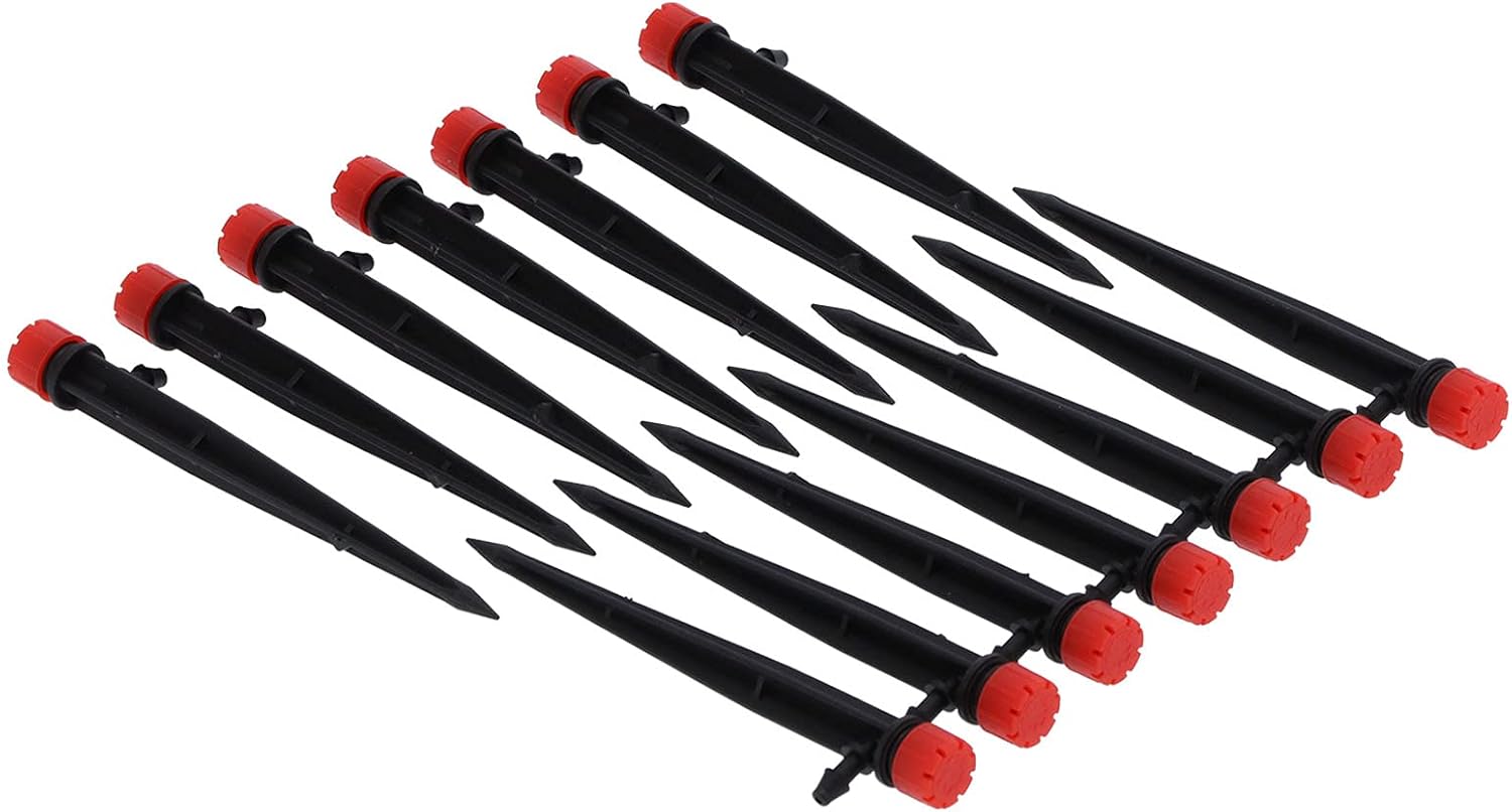 200PCS 360 Degree 8 - Hole Adjustable Irrigation Dripper, Drip Emitter for 4/7 Inch Hose, Water Flow Control Drip Irrigation System for Garden Beds Greenhouse Lawn Farm