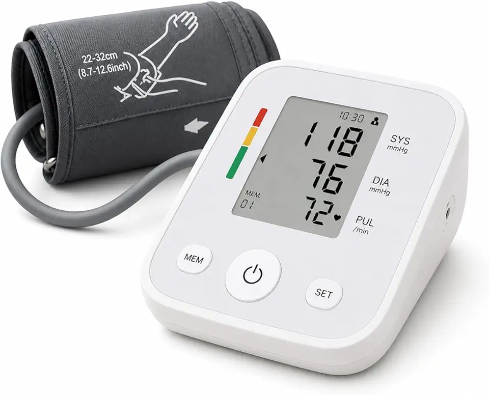 Aparelho de Pressão Digital de Braço Automático com Alta Precisão, Detector de Arritmia, Memória Inteligente e Display LCD Amplo – Uso Residencial e Profissional - Premium