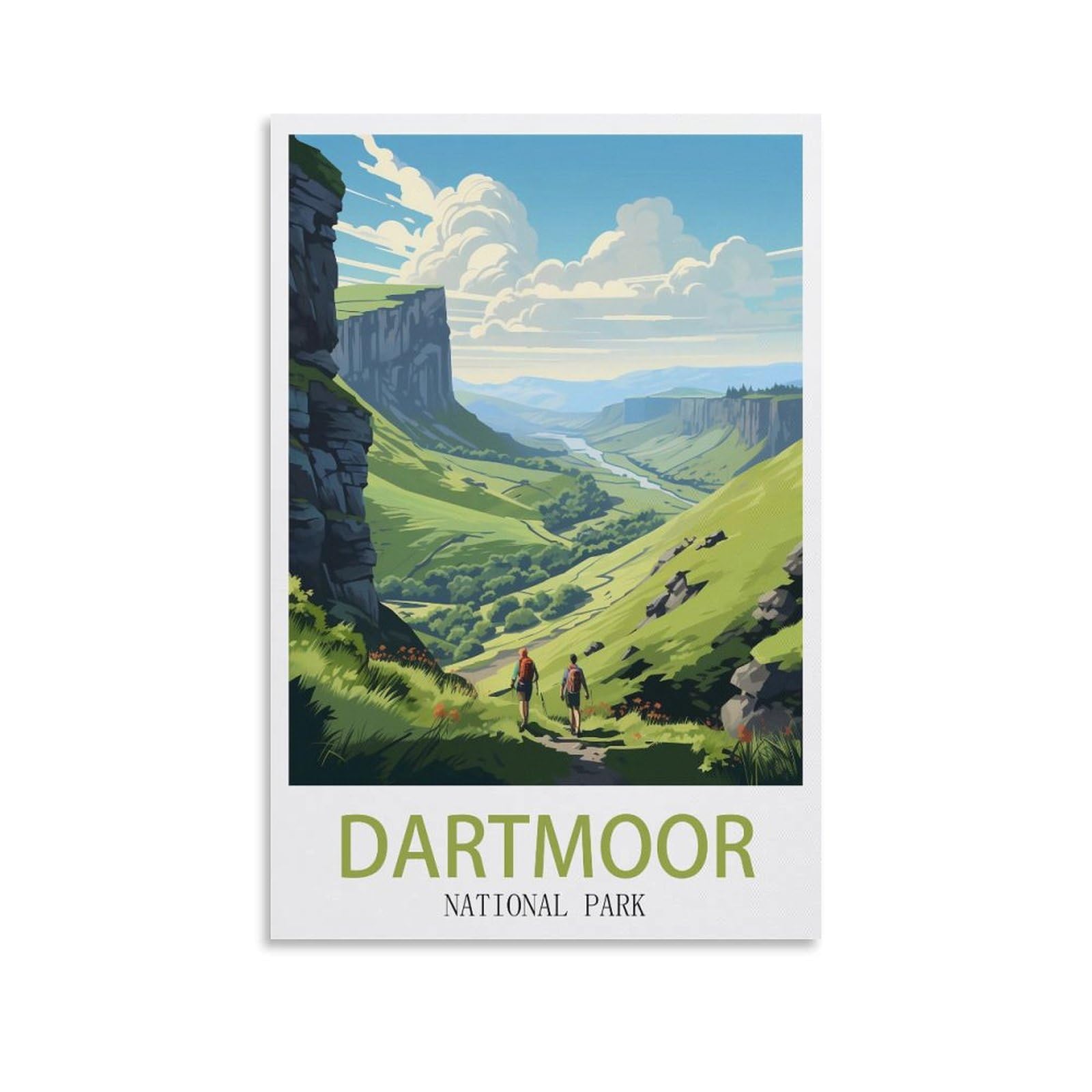 EZMLFA DIY Paint by Numbers for Adults BeginnerοΌDartmoor National ParkPoster Mountain DIY Oil Painting Paint by Number Kits Linen Canvas Wall Art House Decor 50x60CM