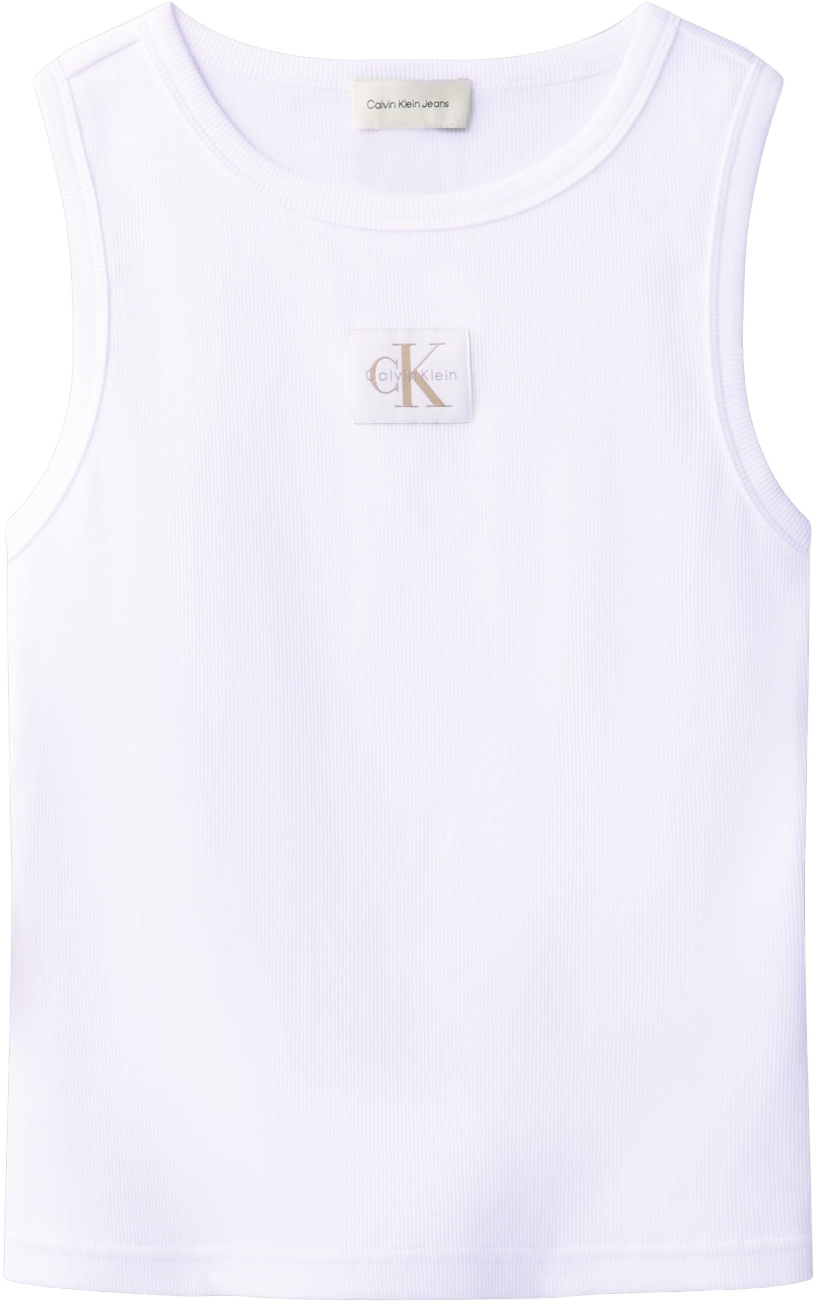 Calvin Klein Camiseta de Tirantes Mujer Woven Label Cotton Rib con Logotipo