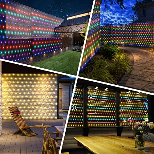 XCYNNS Solar Net String Lights Outdoor Mesh Lights 15 x 5ft Solar Garden Tree Lights Bushes Net with Remote,Timer,8Mode, 4Color Warm White Multi-Color Changing for Balcony Yard Fence Garden Decor by XCYNNS - Used condition - Image 6